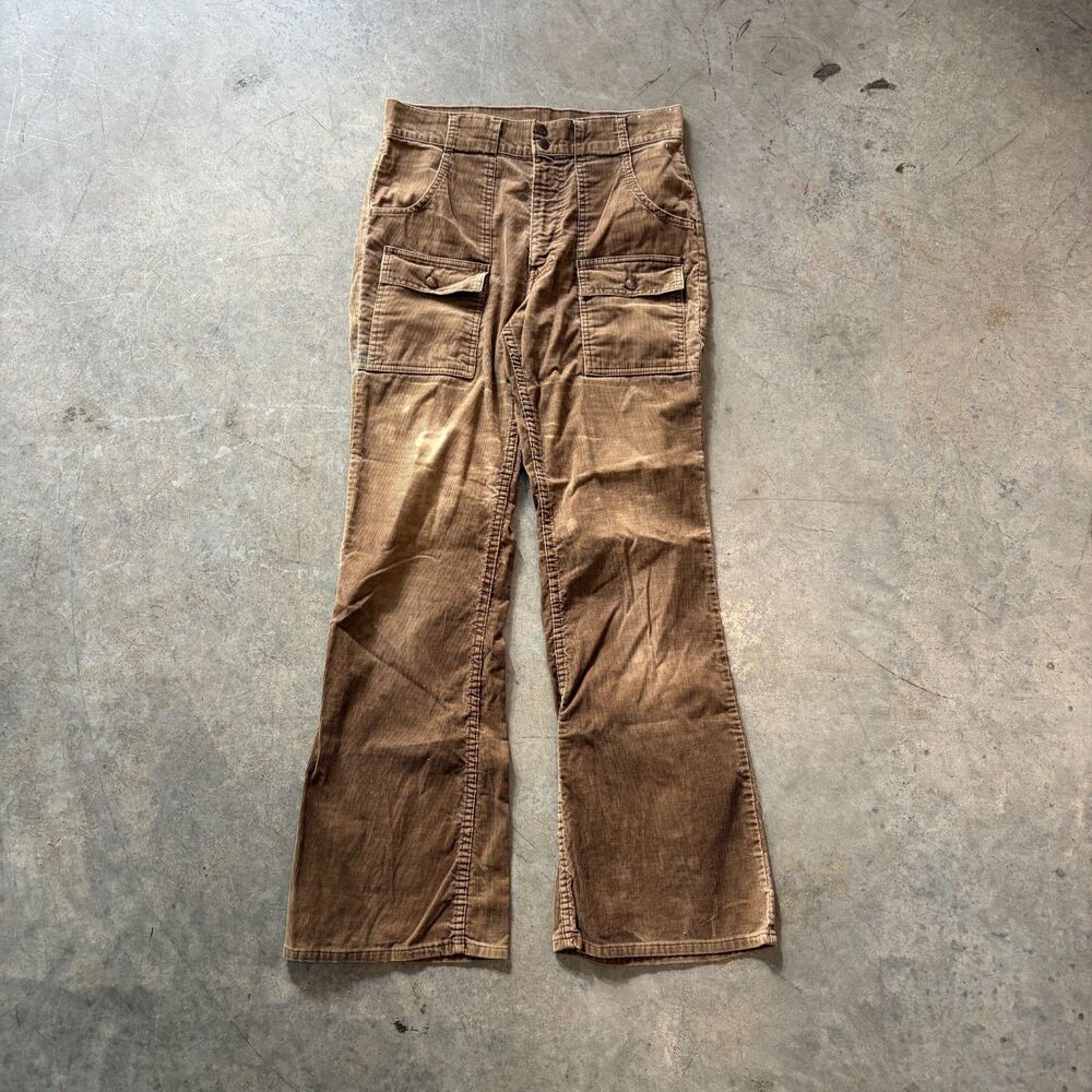 RARE Vintage 60/70s Brown Levi’s Big E Flared Bush Pants 32x32 Talon Zipper USA